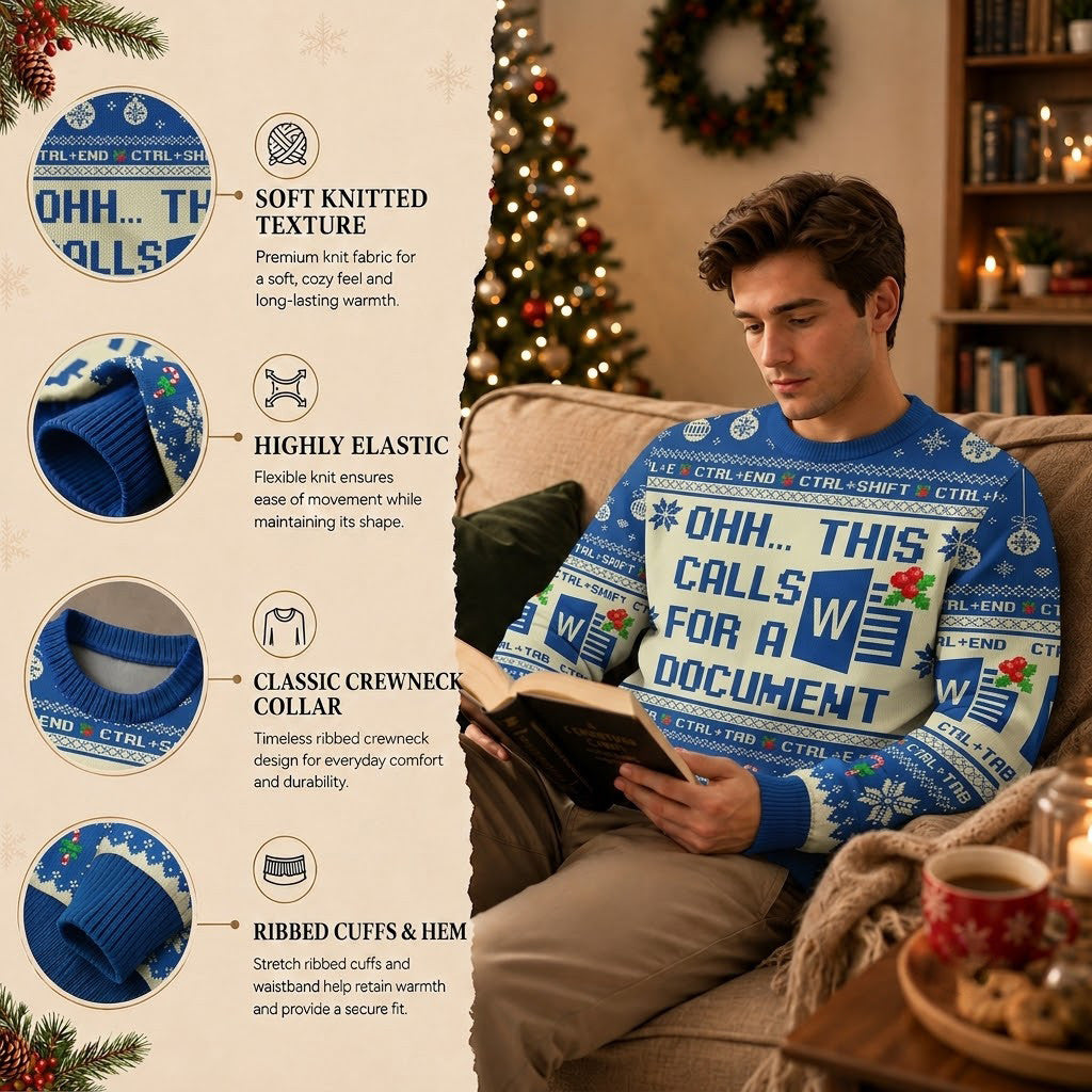 Ohh This Calls for a Document Ugly Christmas Sweater - Office Worker Holiday Knit Print