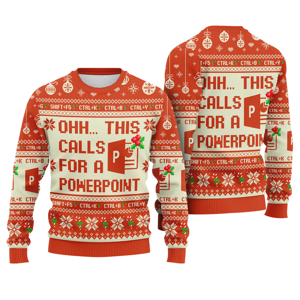 Ohh This Calls for a PowerPoint Ugly Christmas Sweater - Office Worker Holiday Knit Print