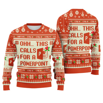 Ohh This Calls for a PowerPoint Ugly Christmas Sweater - Office Worker Holiday Knit Print