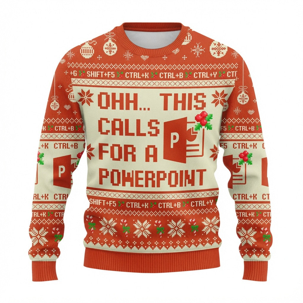 Ohh This Calls For A PowerPoint Ugly Christmas Sweater - PowerPoint Holiday Knit Print