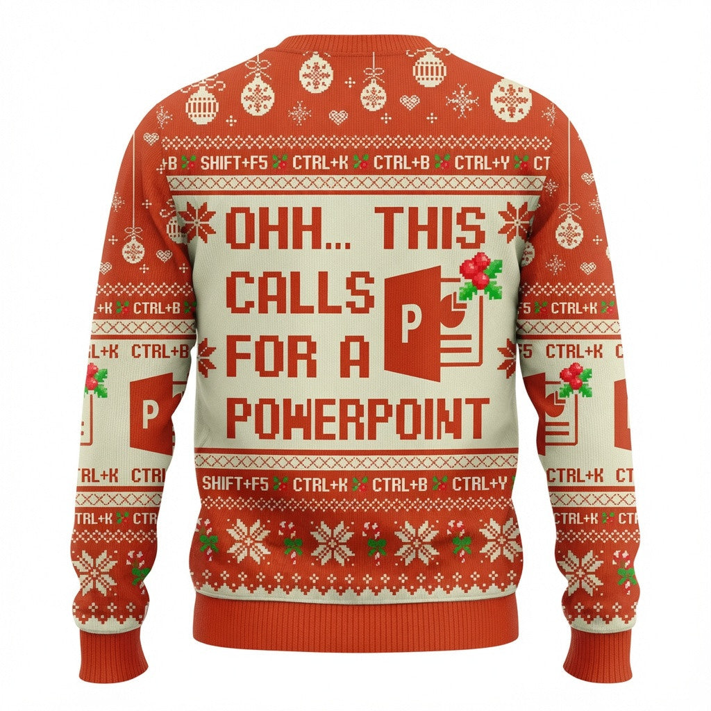 Ohh This Calls for a PowerPoint Ugly Christmas Sweater - Office Worker Holiday Knit Print