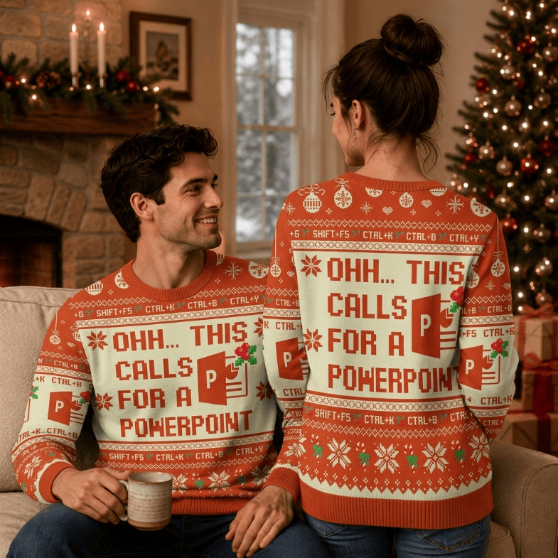 Ohh This Calls for a PowerPoint Ugly Christmas Sweater - Office Worker Holiday Knit Print