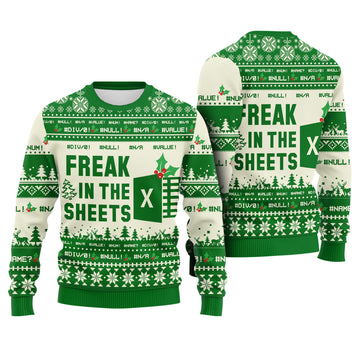 Freak in the Sheets Ugly Christmas Sweater - Funny Data Analyst Knit Print