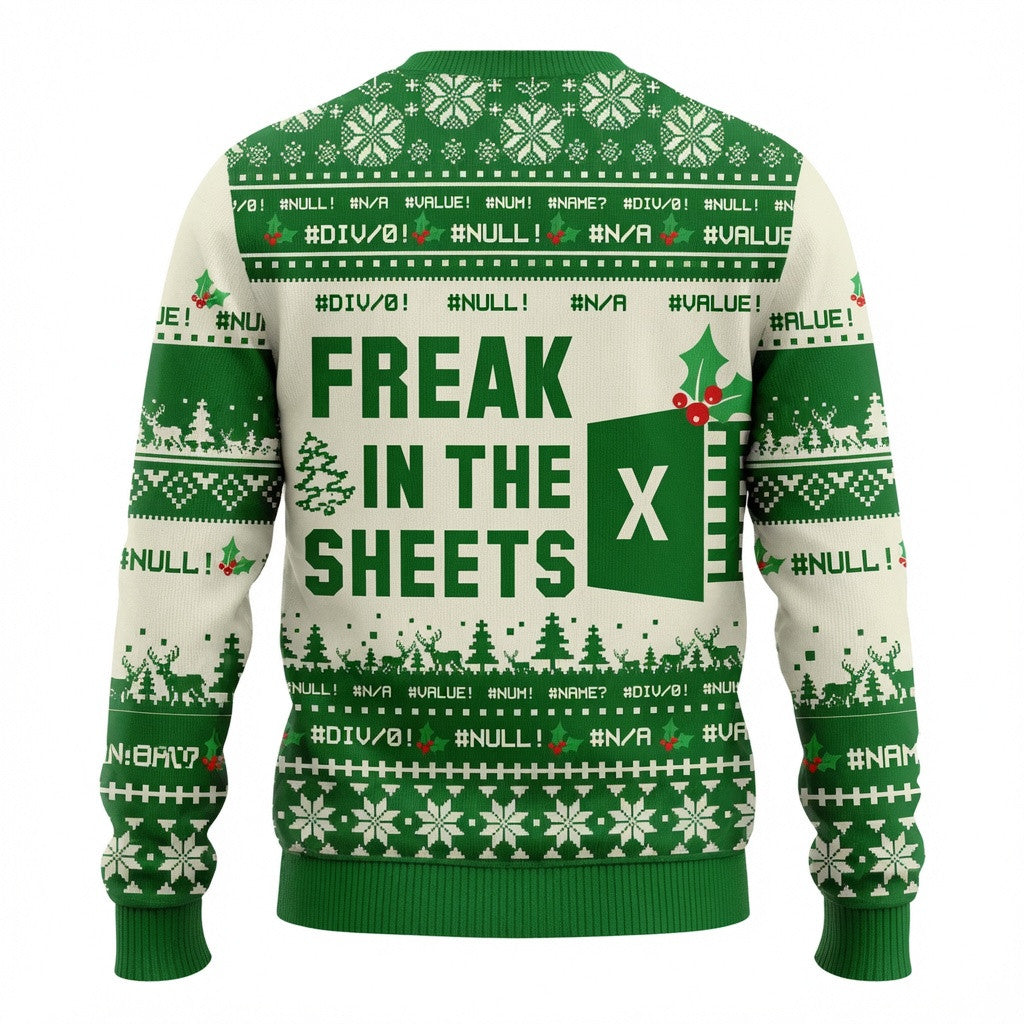 Freak in the Sheets Ugly Christmas Sweater - Funny Data Analyst Knit Print