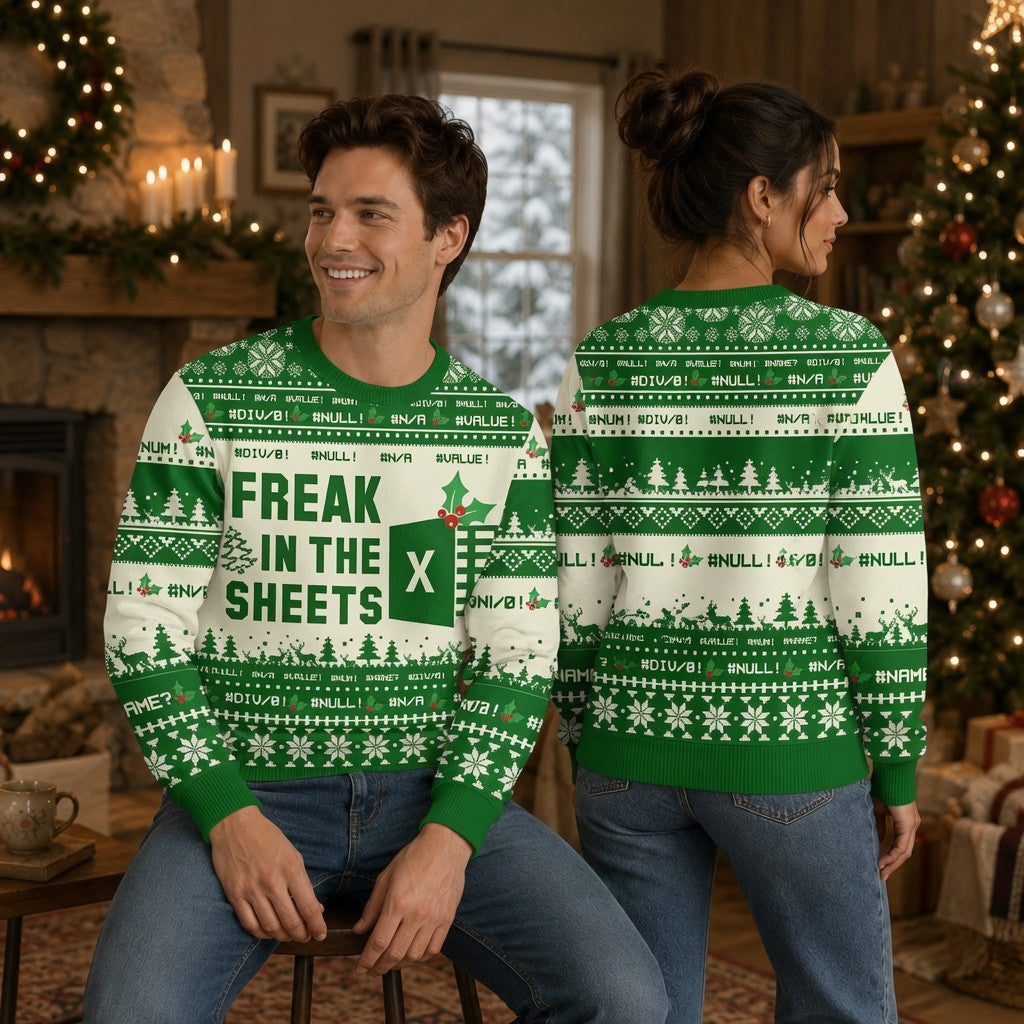 Freak in the Sheets Ugly Christmas Sweater - Funny Data Analyst Knit Print