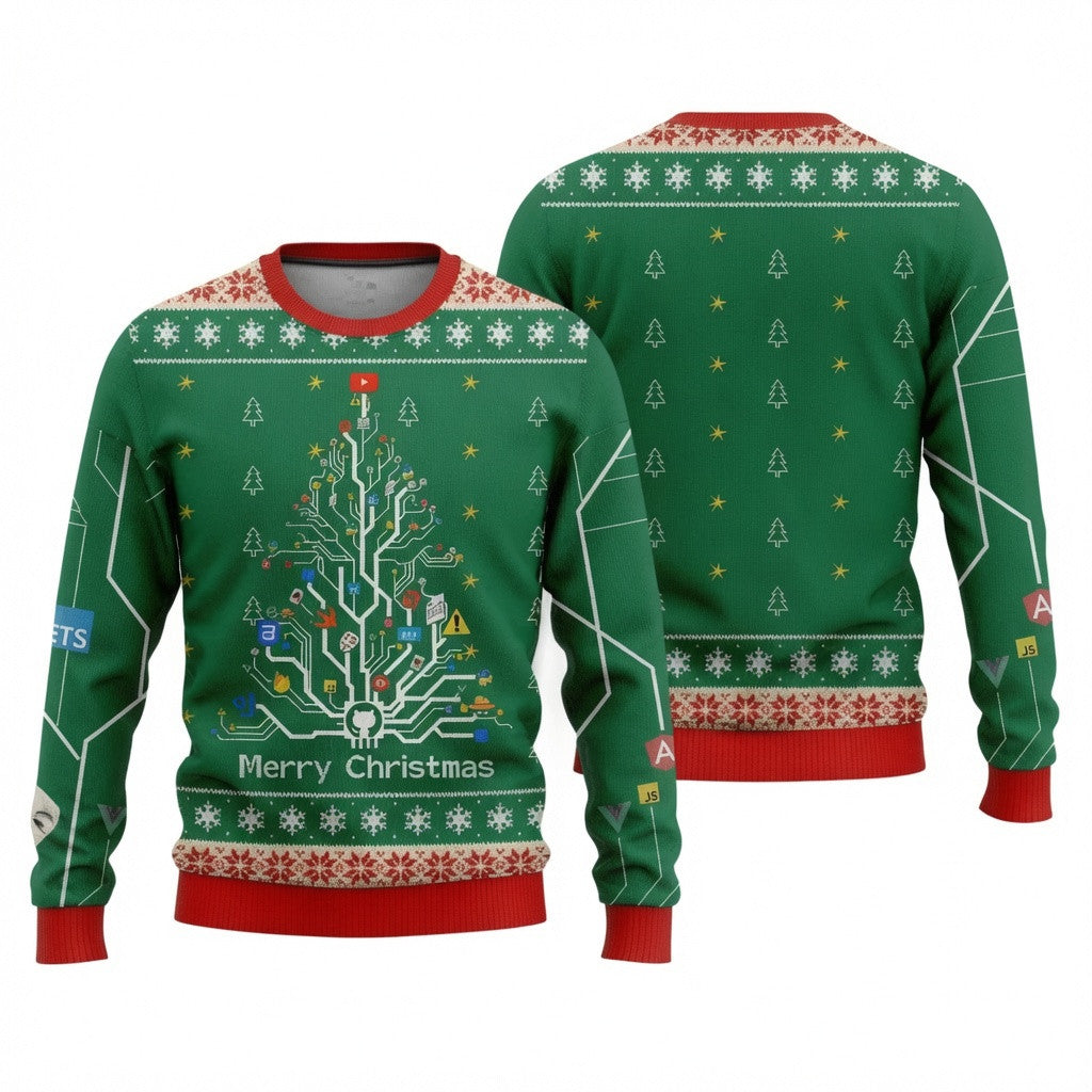 Circuit Diagram Ugly Christmas Sweater - Geeky Programmer Holiday Knit Print