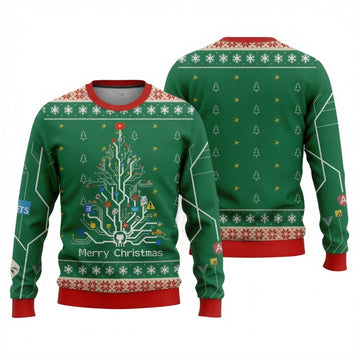 Circuit Diagram Ugly Christmas Sweater - Geeky Programmer Holiday Knit Print
