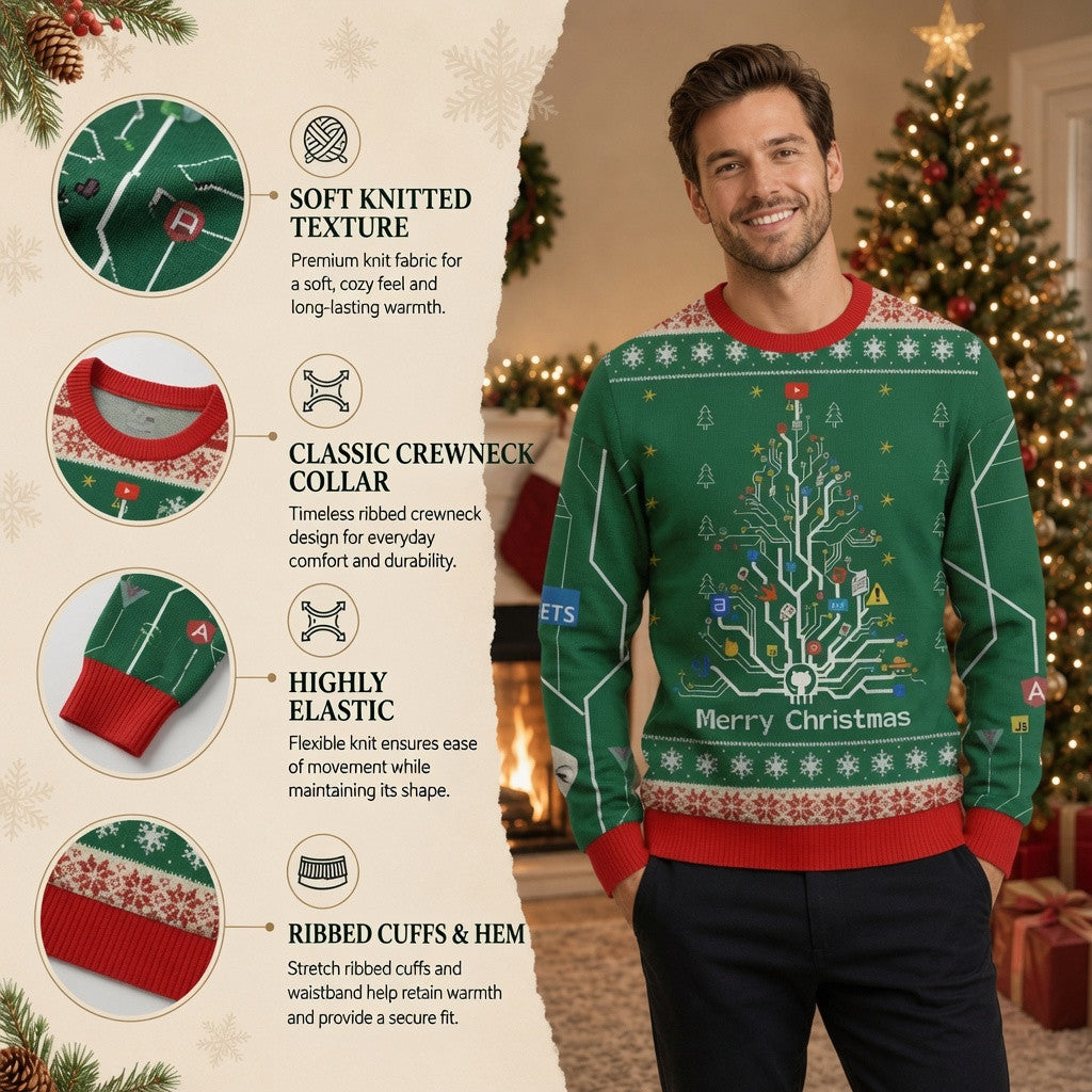 Circuit Diagram Ugly Christmas Sweater - Geeky Programmer Holiday Knit Print