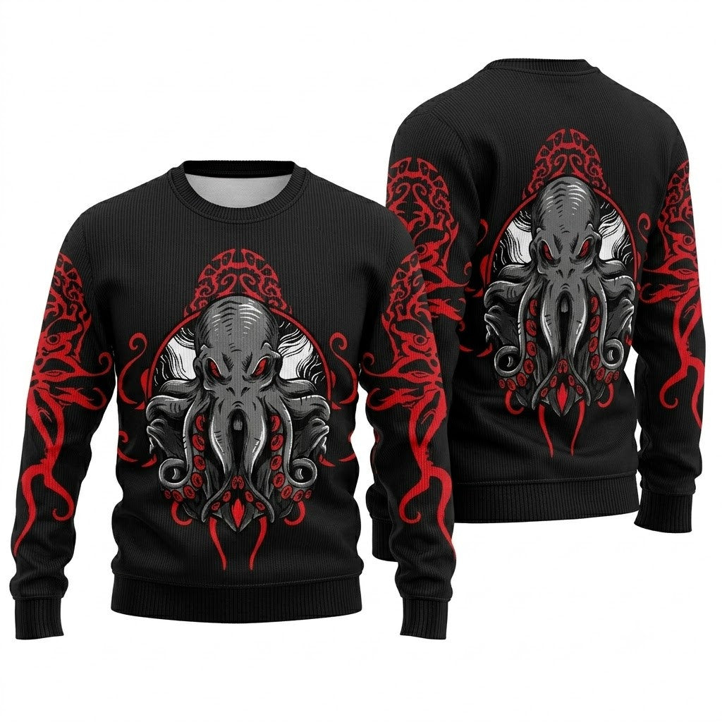 Cthulhu Dark Art Ugly Christmas Sweater - Cosmic Horror Holiday Knit Print