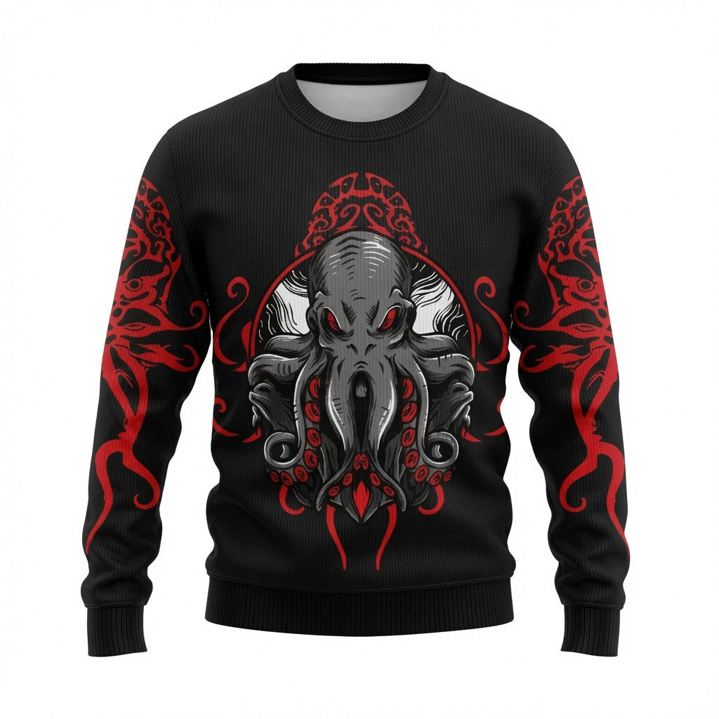 Cthulhu Dark Art Ugly Christmas Sweater - Cosmic Horror Holiday Knit Print