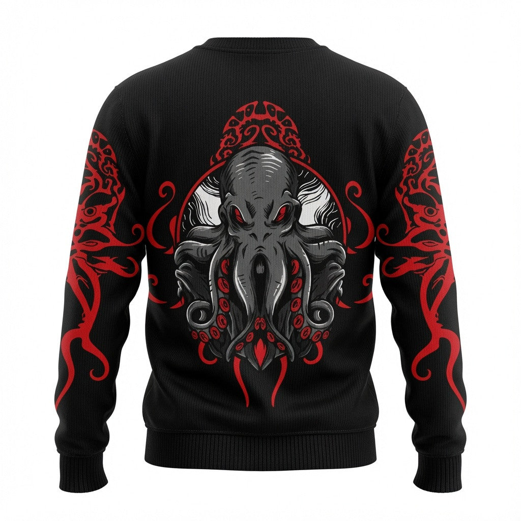 Cthulhu Dark Art Ugly Christmas Sweater - Cosmic Horror Holiday Knit Print