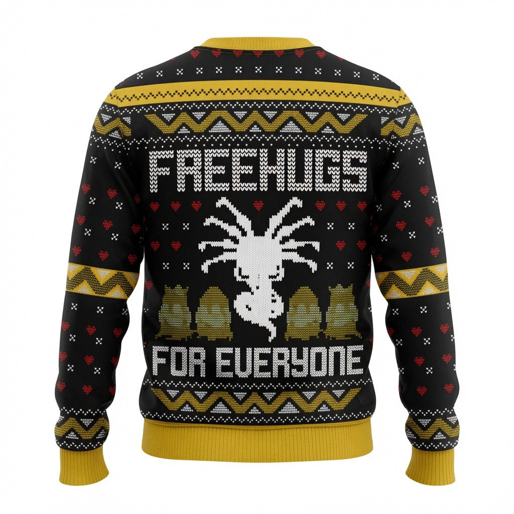 Free Hugs For Everyone Ugly Christmas Sweater - Funny Sci-Fi Holiday Knit Print