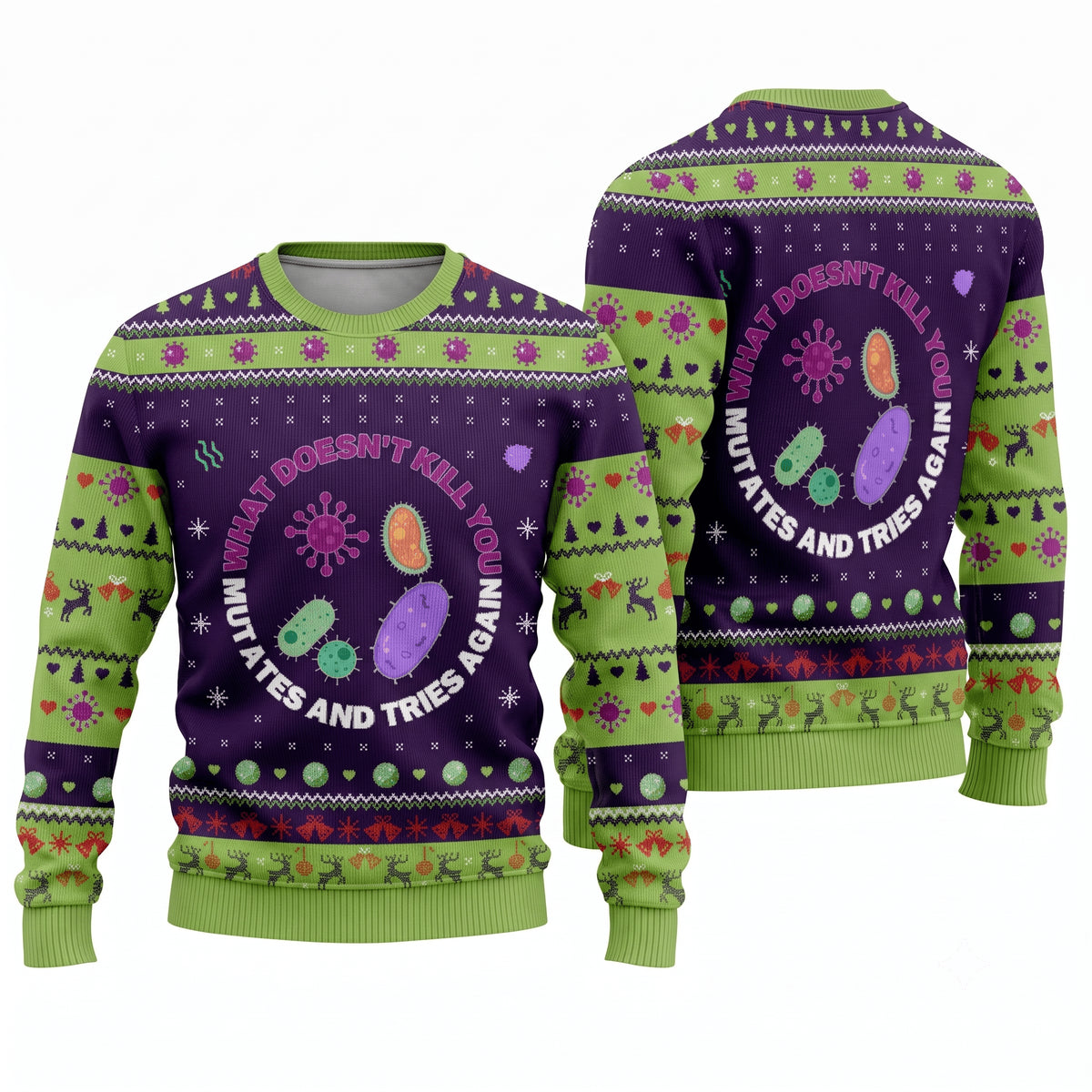 Science Ugly Christmas Sweater - What Does Not Kill You Mutates Holiday Knit Print