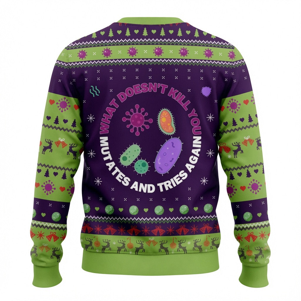 Science Ugly Christmas Sweater - What Does Not Kill You Mutates Holiday Knit Print