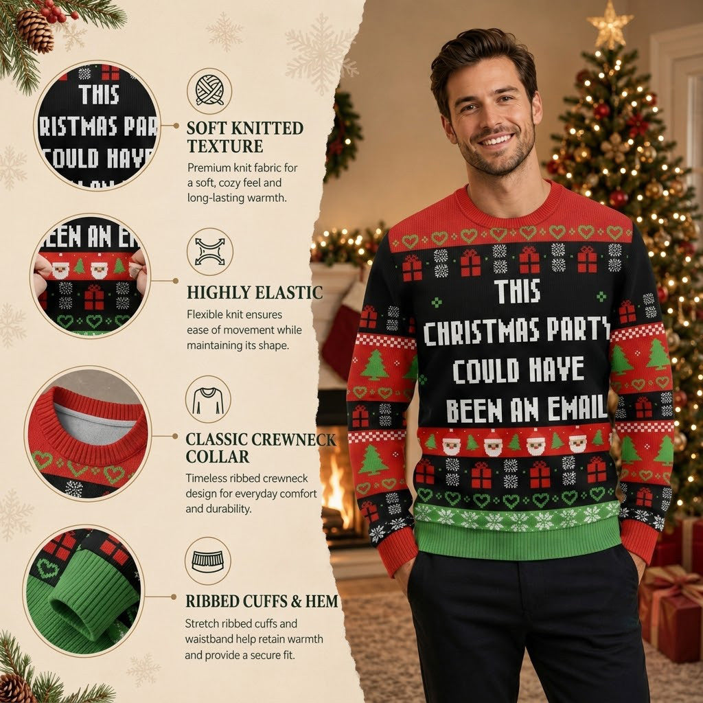 This Christmas Party Could Have Been An Email Ugly Christmas Sweater - Funny Office Knit Print