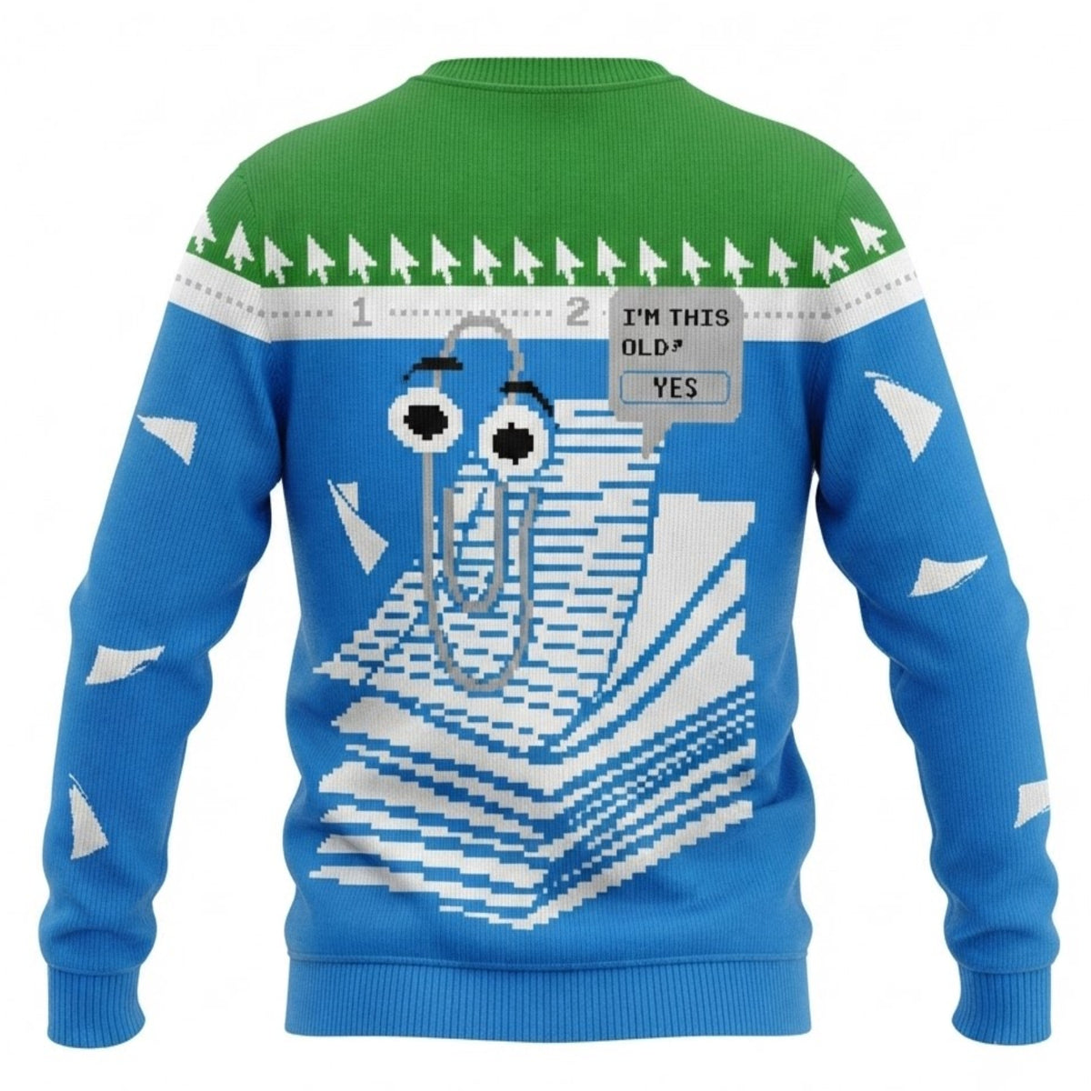 Clippy I Am This Old Ugly Christmas Sweater - Funny Nostalgic Office Holiday Knit Print