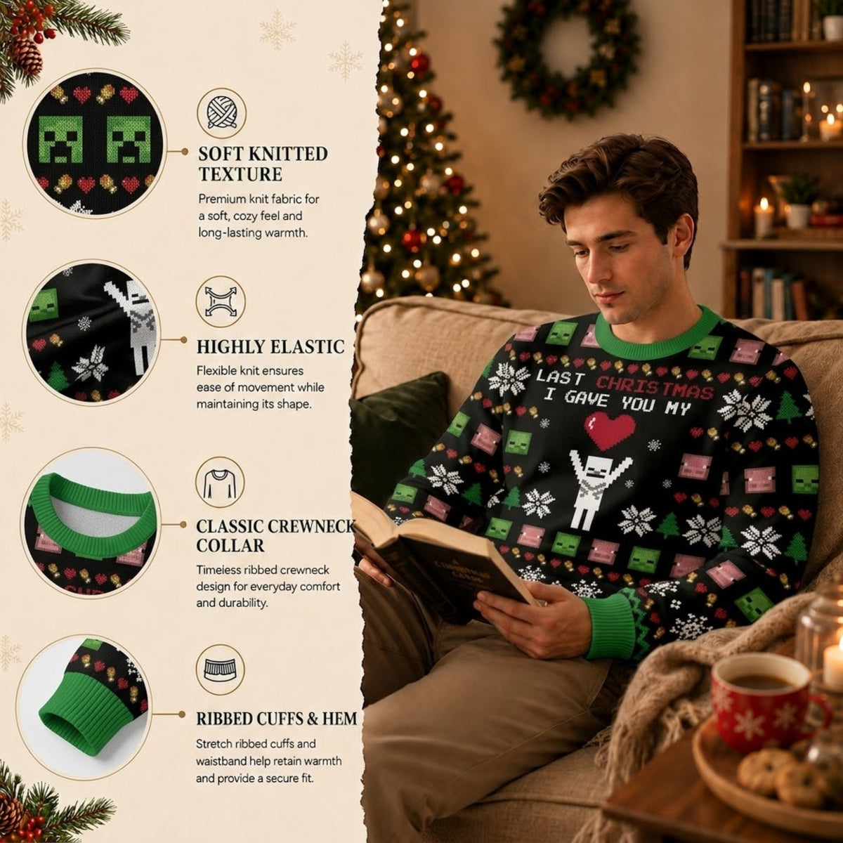 Last Christmas I Gave You My World Ugly Christmas Sweater - Gamer Holiday Knit Print