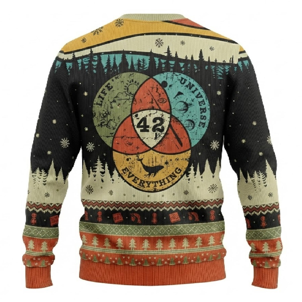Life The Universe And Everything Ugly Christmas Sweater - Nerdy Sci-Fi Holiday Knit Print