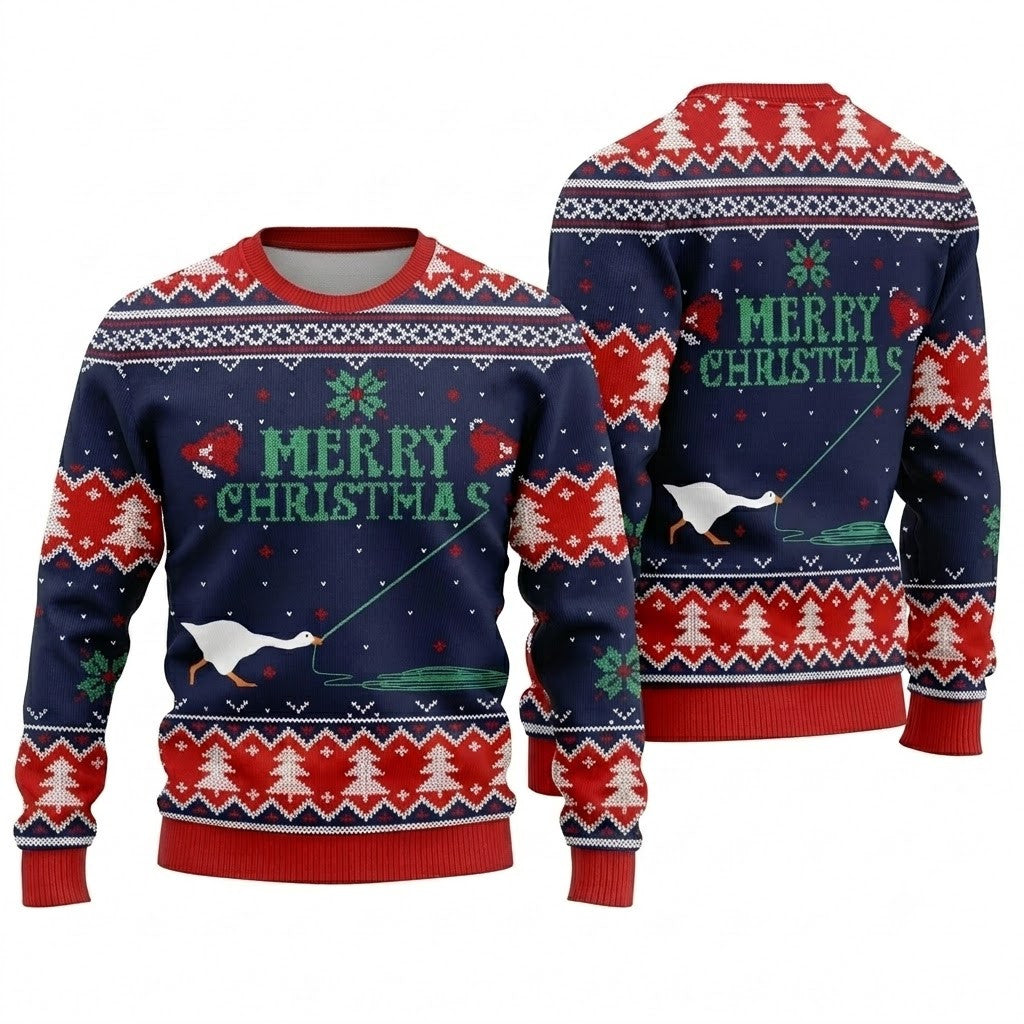 Honk Goose Ugly Christmas Sweater - Funny Merry Christmas Holiday Knit Print