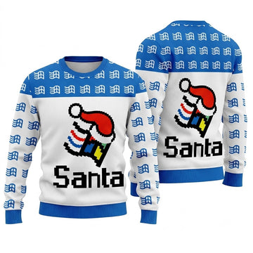 Micro Santa Ugly Christmas Sweater - Cute Pixel Holiday Knit Print