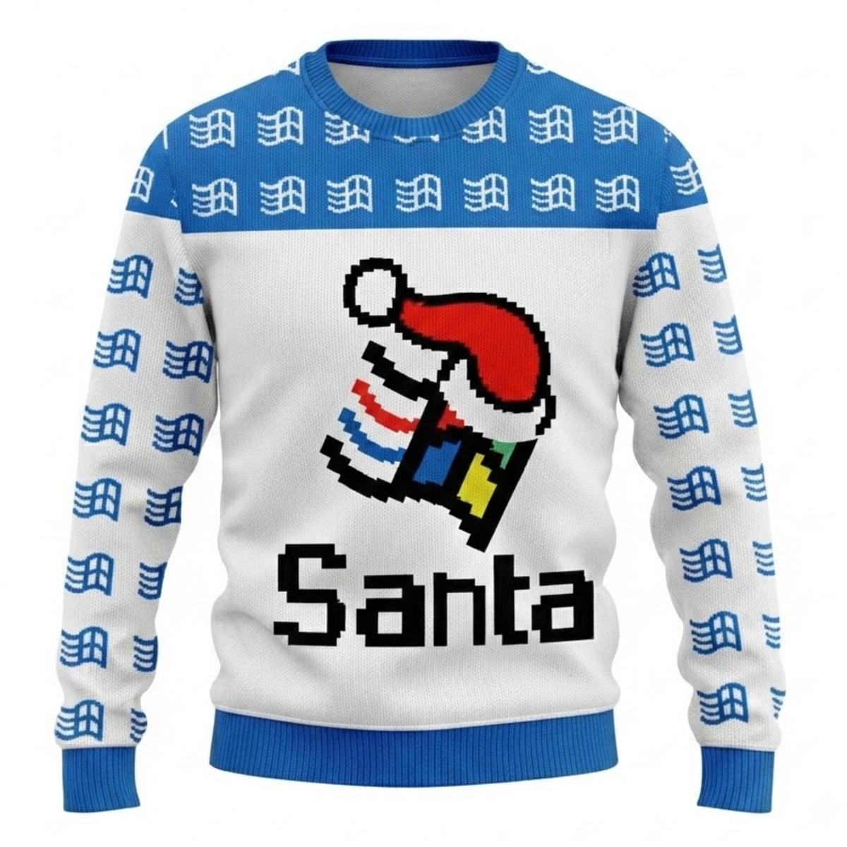 Micro Santa Ugly Christmas Sweater - Cute Pixel Holiday Knit Print