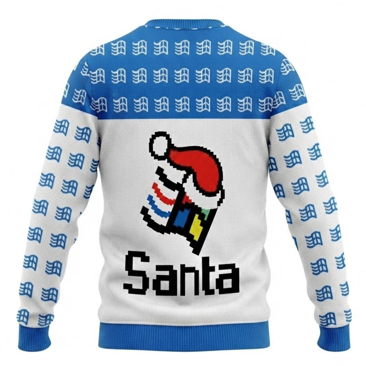 Micro Santa Ugly Christmas Sweater - Cute Pixel Holiday Knit Print