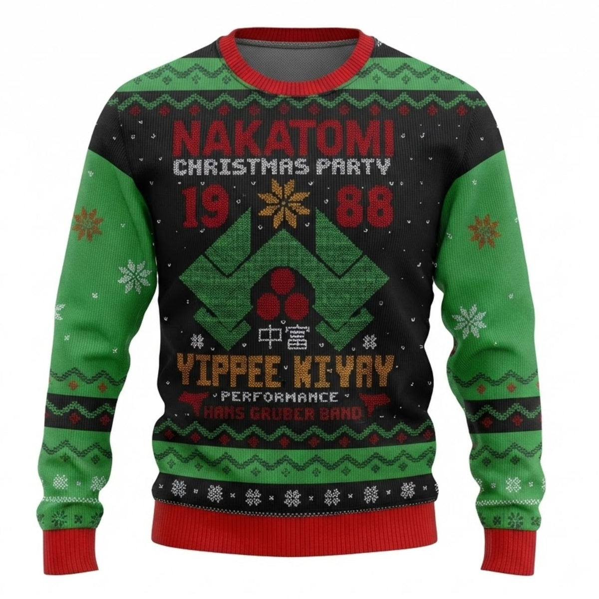 Tower Plaza Christmas Party 1988 Ugly Christmas Sweater - Funny 80s Action Holiday Knit Print