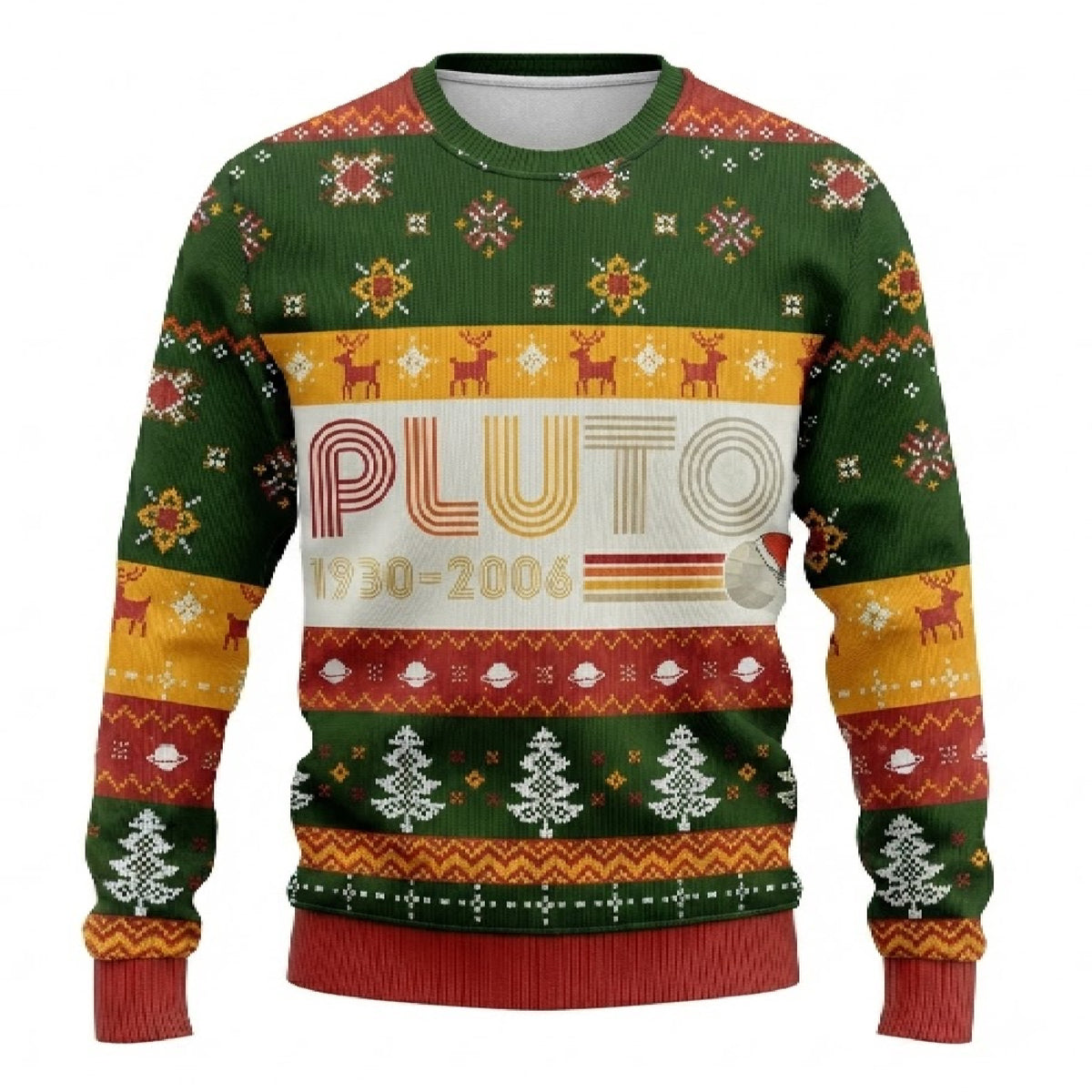 PLUTO Nerd Ugly Christmas Sweater - Vintage Astronomy Holiday Knit Print