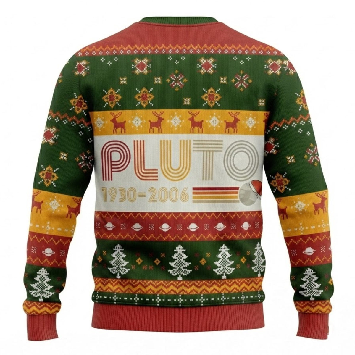 PLUTO Nerd Ugly Christmas Sweater - Vintage Astronomy Holiday Knit Print