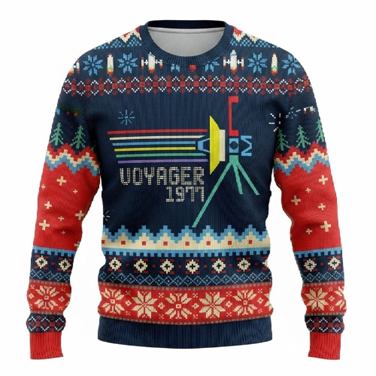 NASA Voyager Spacecraft Ugly Christmas Sweater - Space Holiday Knit Print