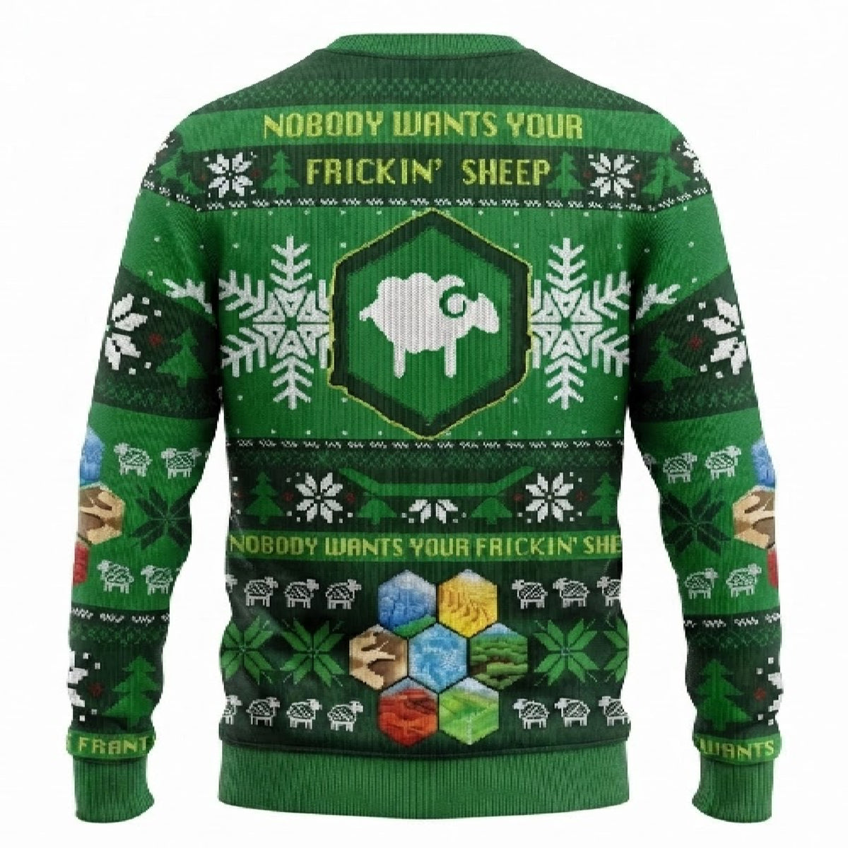 Nobody Wants Your Frickin Sheep Ugly Christmas Sweater - Strategy Board Game Holiday Knit Print