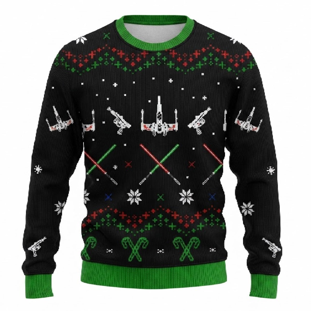 Rogue Black Ugly Christmas Sweater - Sci-Fi Movie Holiday Knit Print