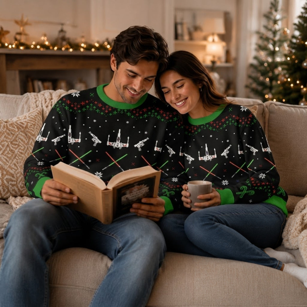 Rogue Black Ugly Christmas Sweater - Sci-Fi Movie Holiday Knit Print