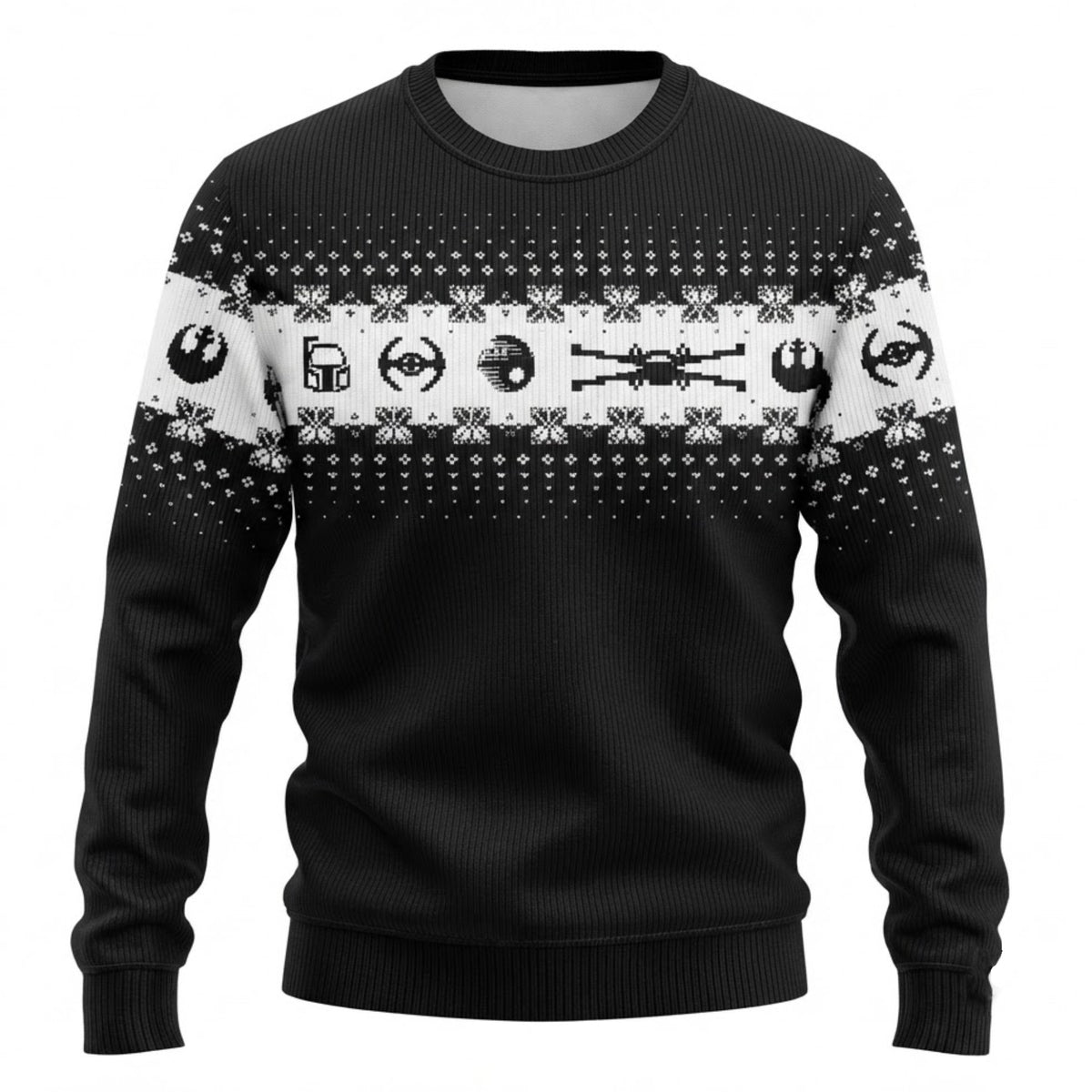 Sci-Fi Movie Icon Ugly Christmas Sweater - Pixel Art Holiday Knit Print