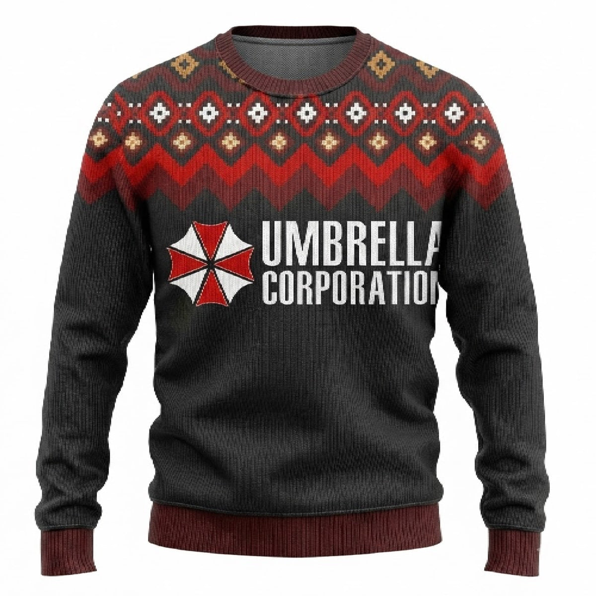 Umbrella Corporation Ugly Christmas Sweater - Video Game Holiday Knit Print