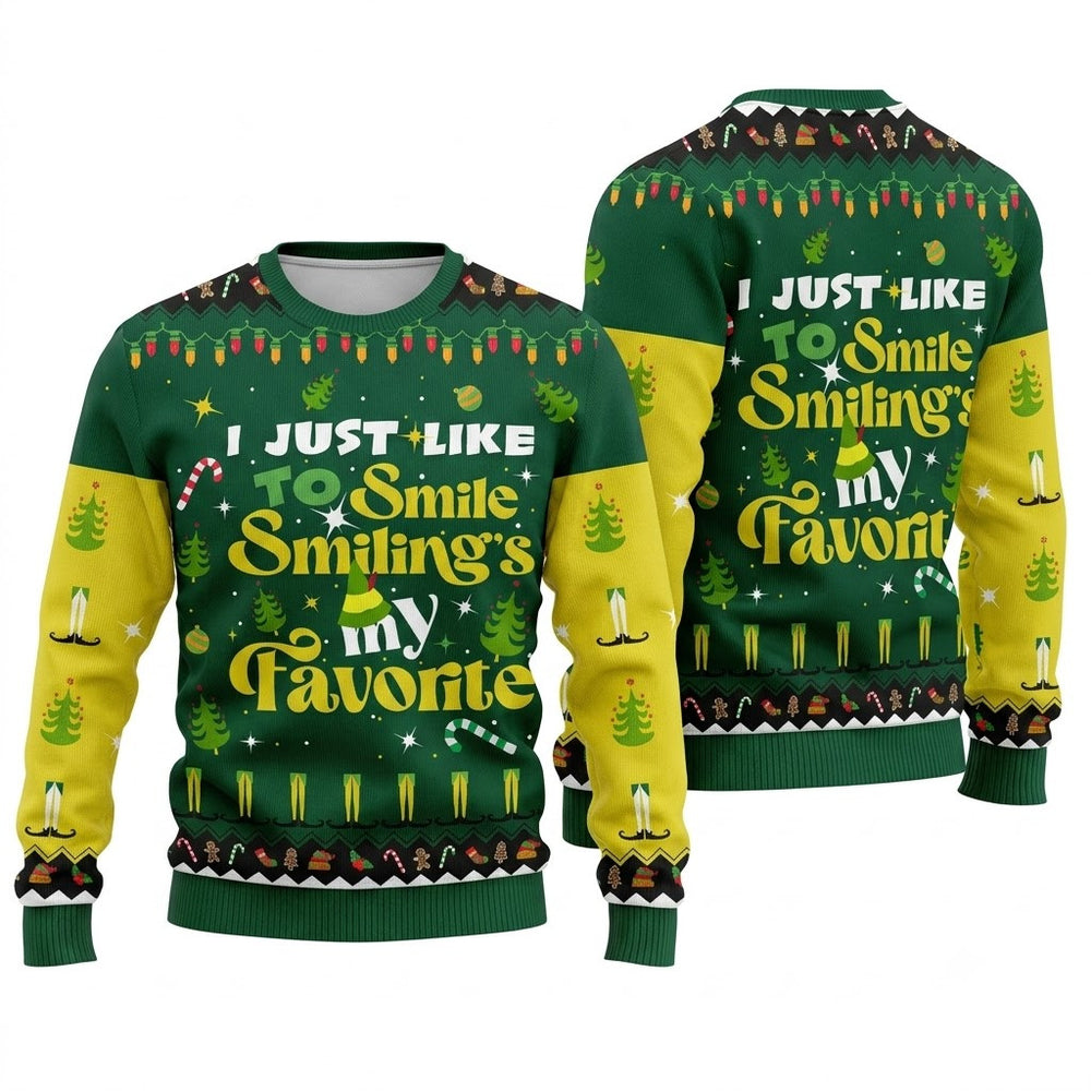 I Just Like To Smile Ugly Christmas Sweater - Funny Holiday Knit Print