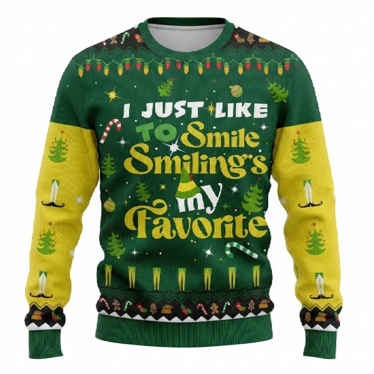 I Just Like To Smile Ugly Christmas Sweater - Funny Holiday Knit Print