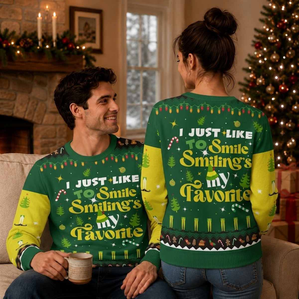 I Just Like To Smile Ugly Christmas Sweater - Funny Holiday Knit Print