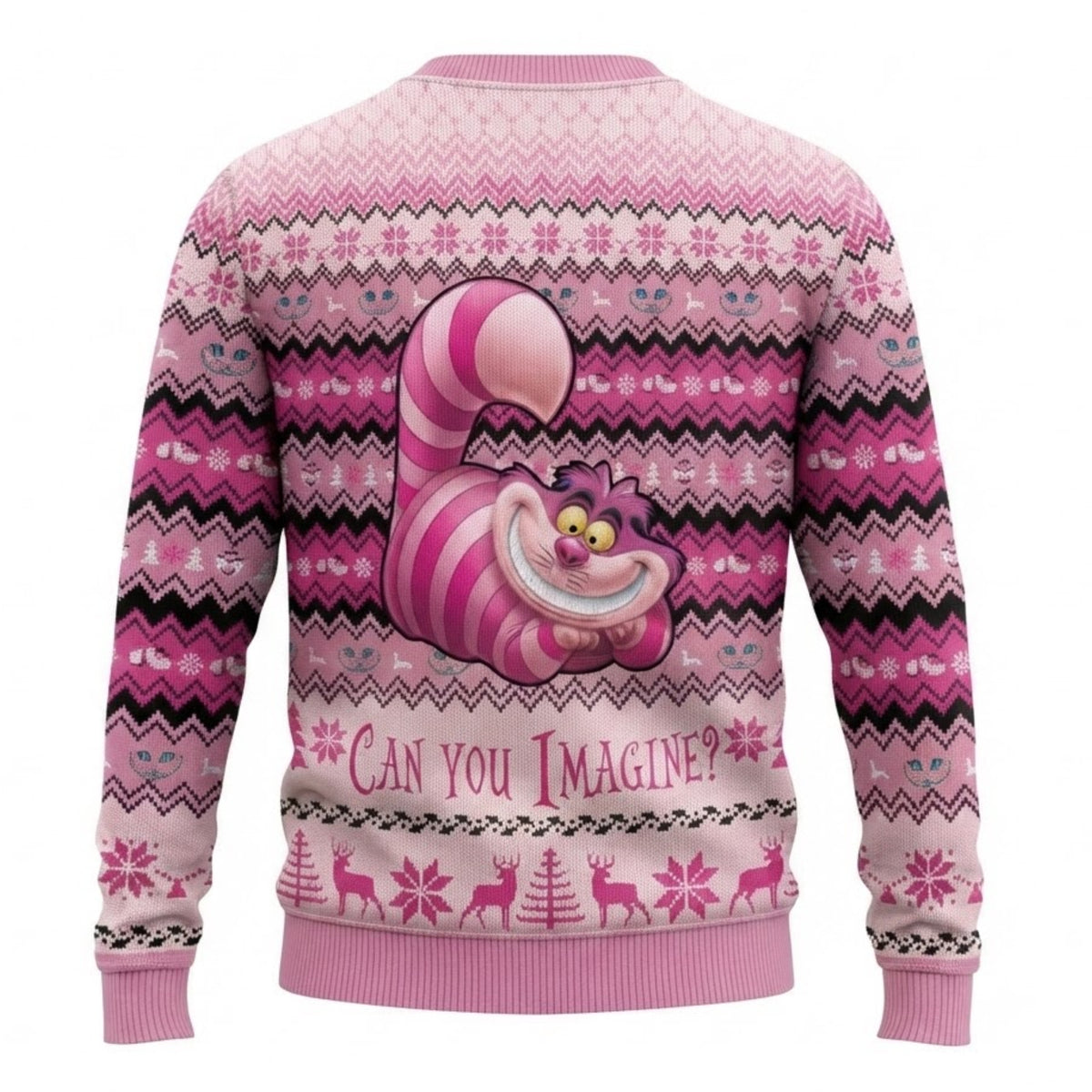 Cheshire Cat Alice in Wonderland Ugly Christmas Sweater - Cute Holiday Knit Print