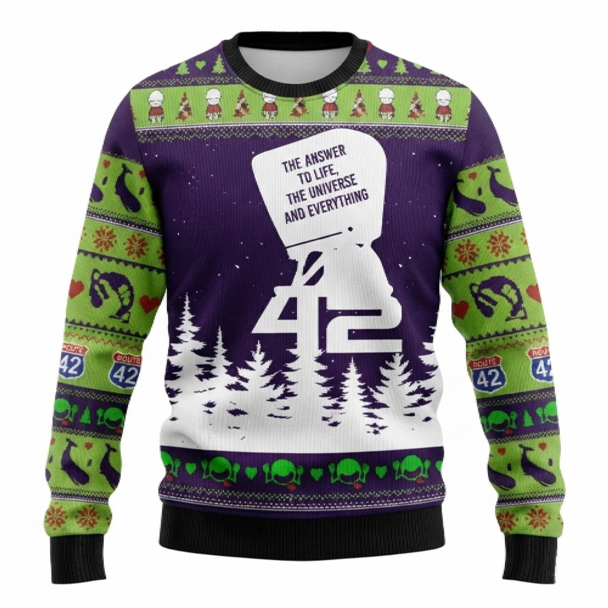 The Answer to Everything Ugly Christmas Sweater - Sci-Fi Holiday Knit Print