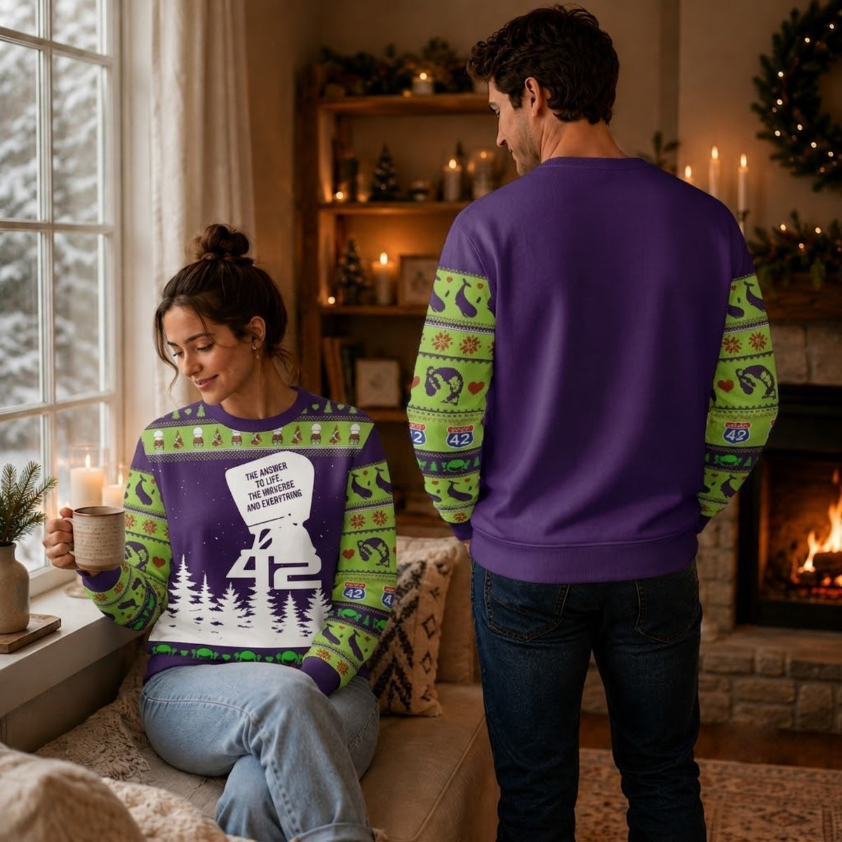 The Answer to Everything Ugly Christmas Sweater - Sci-Fi Holiday Knit Print