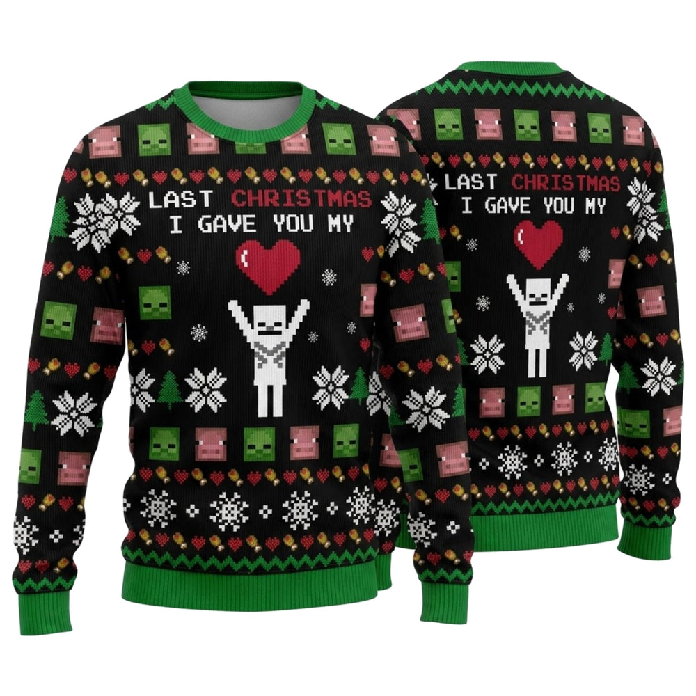 Last Christmas I Gave You My World Ugly Christmas Sweater - Gamer Holiday Knit Print