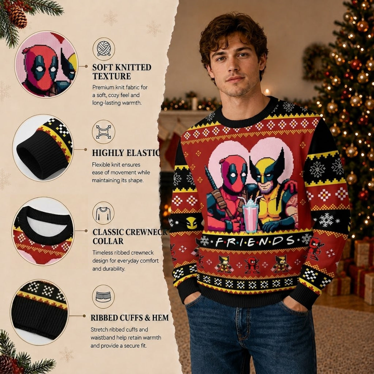 Mercenary and Wild Claw Ugly Christmas Sweater - Funny Frenemies Holiday Knit Print
