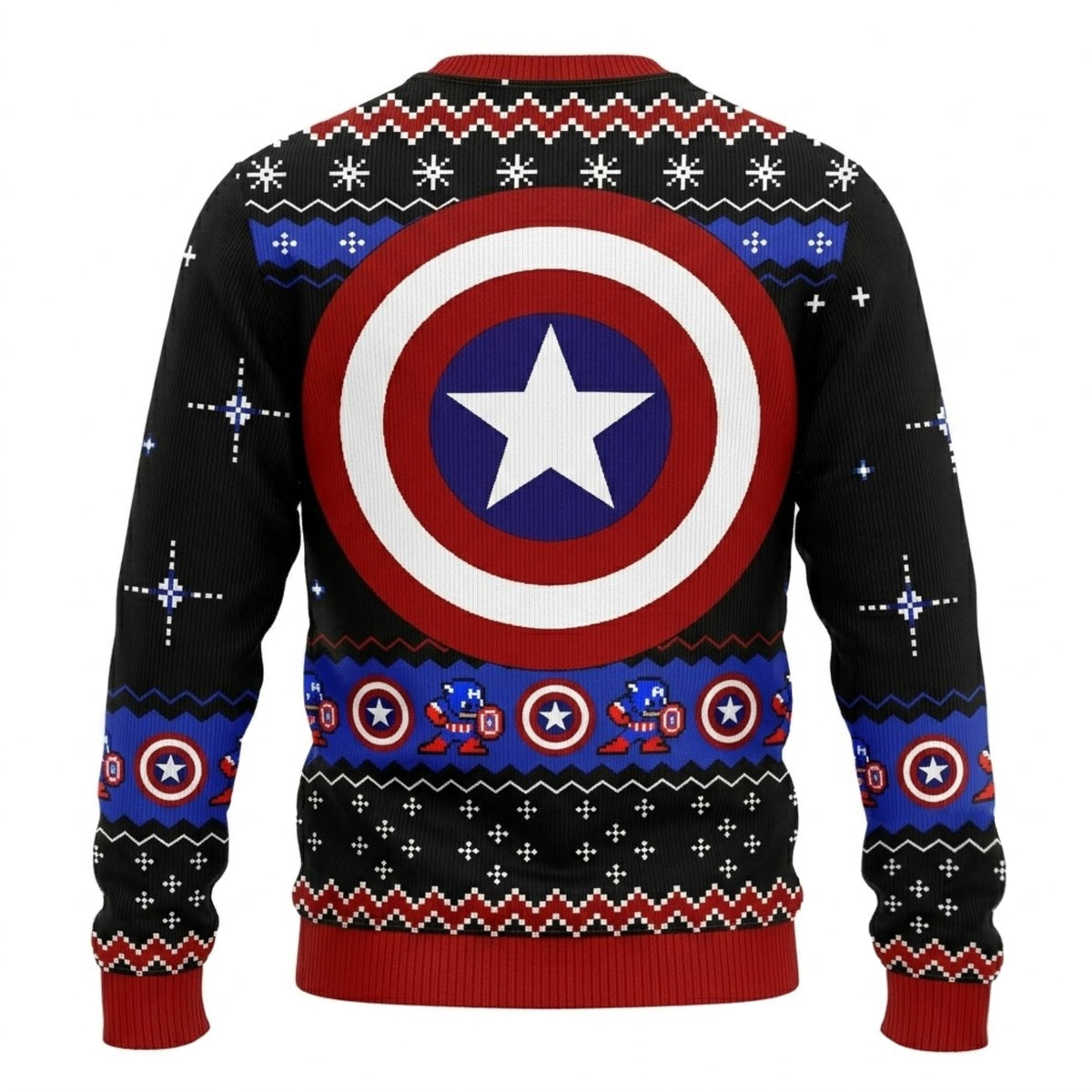 Star Shield Hero Ugly Christmas Sweater - Vintage Brooklyn Holiday Knit Print