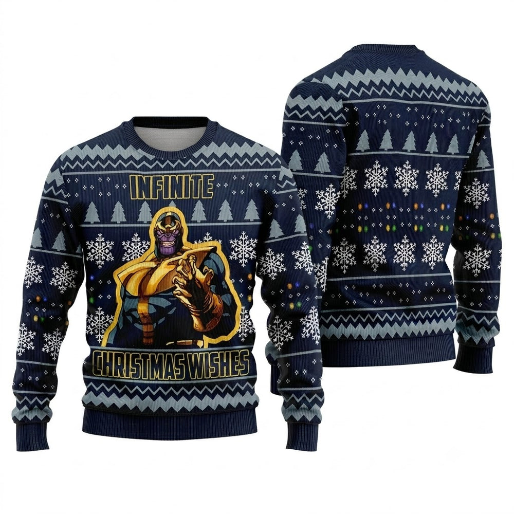 Titan Cosmic Conqueror Ugly Christmas Sweater - Infinity Gems Supervillain Holiday Knit Print