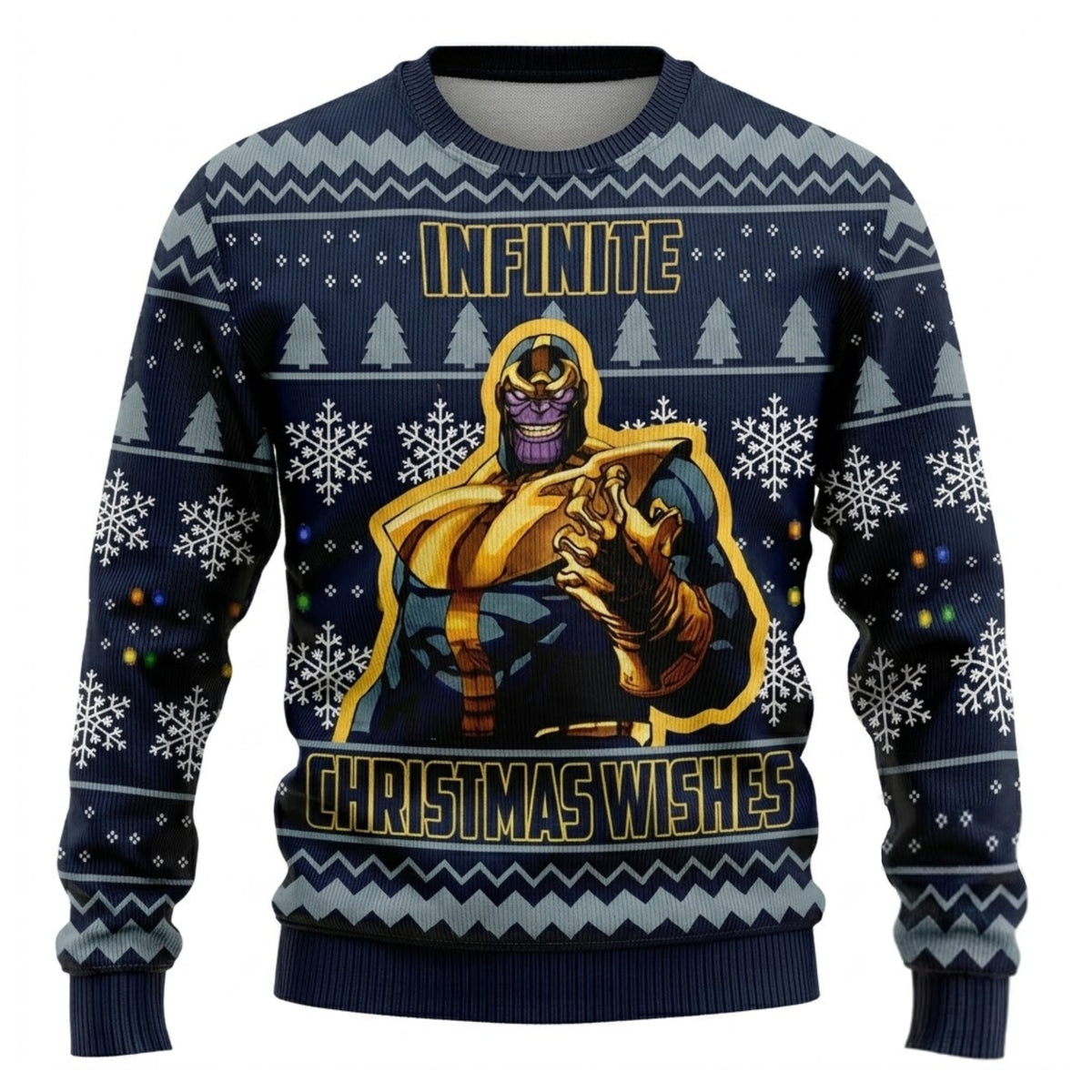 Titan Cosmic Conqueror Ugly Christmas Sweater - Infinity Gems Supervillain Holiday Knit Print