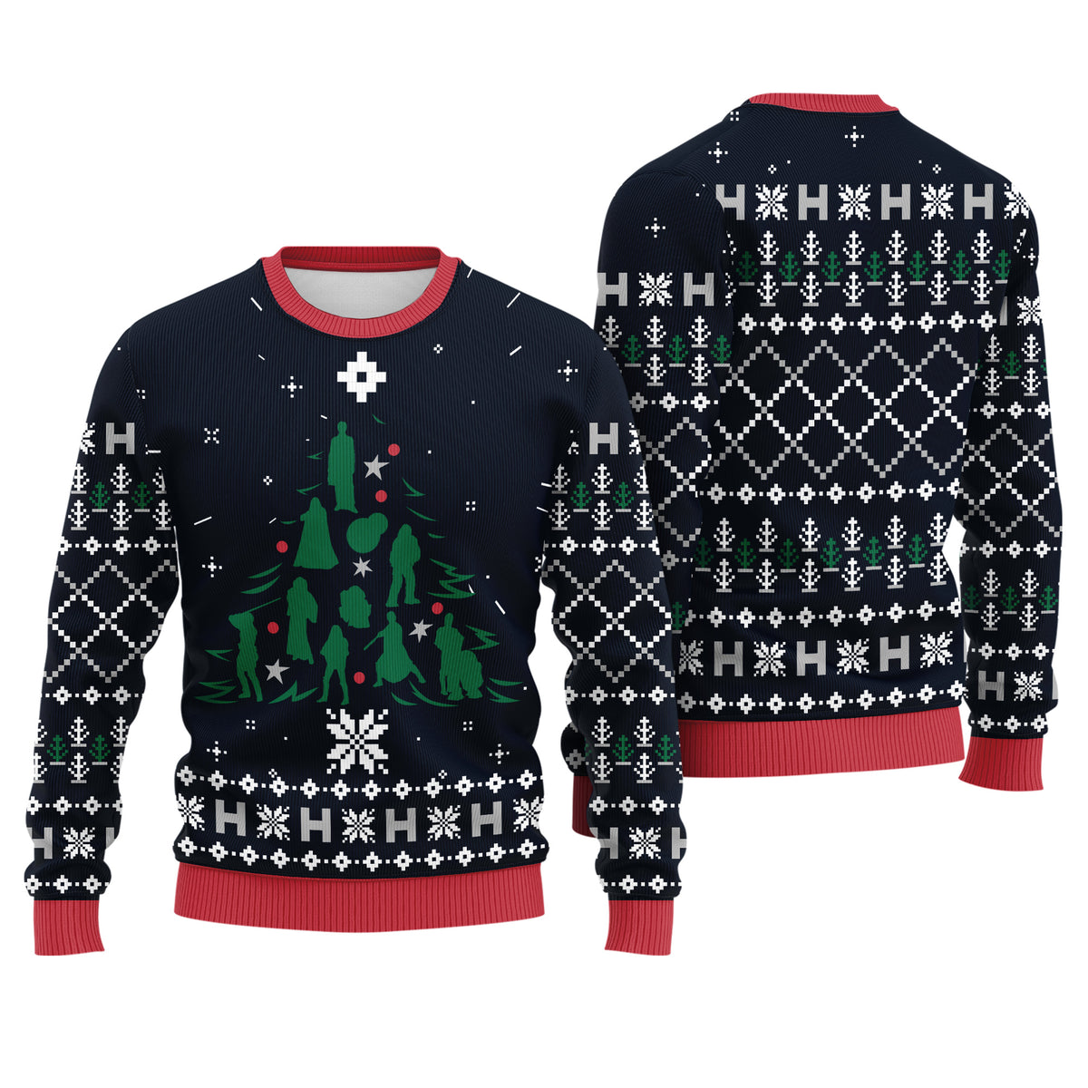 Galactic Space Opera Ugly Christmas Sweater - Pixel Art Holiday Knit Print
