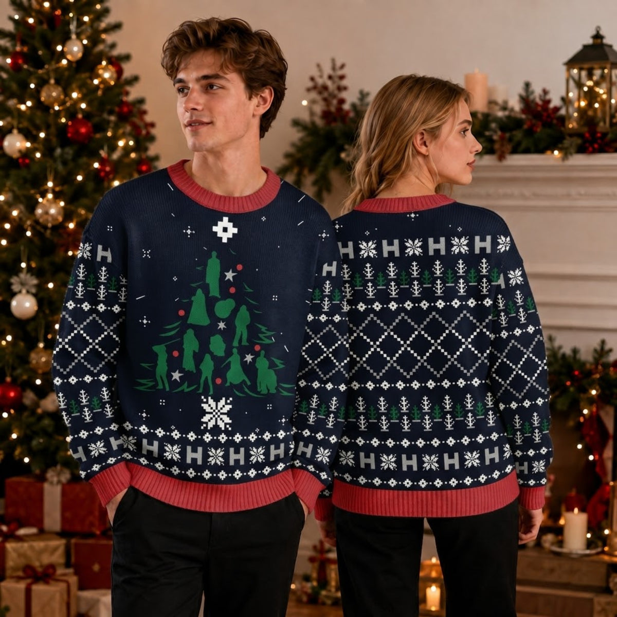 Galactic Space Opera Ugly Christmas Sweater - Pixel Art Holiday Knit Print