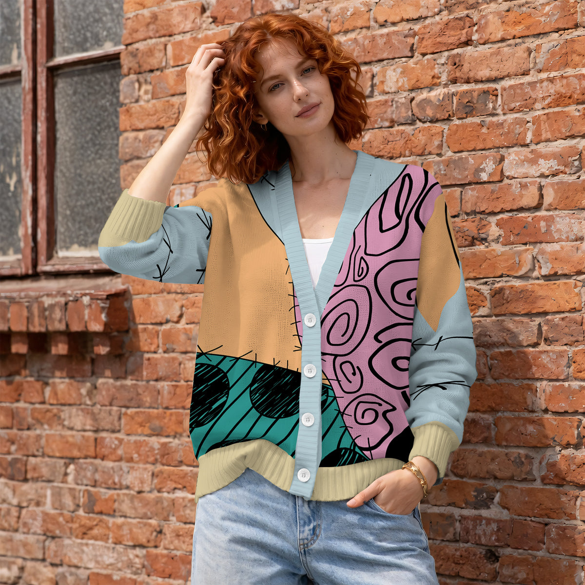Ragdoll Patchwork Cardigan Sweater - Spooky Gothic Halloween Knitwear