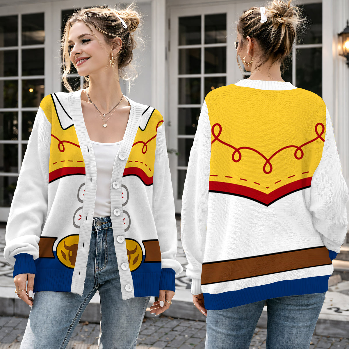 Cowgirl Cardigan Sweater - Western Rodeo Sheriff Costume Knitwear